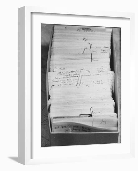 Author Vladimir Nabokovs Researched Materials on File Cards for His Book Lolita-Carl Mydans-Framed Photographic Print