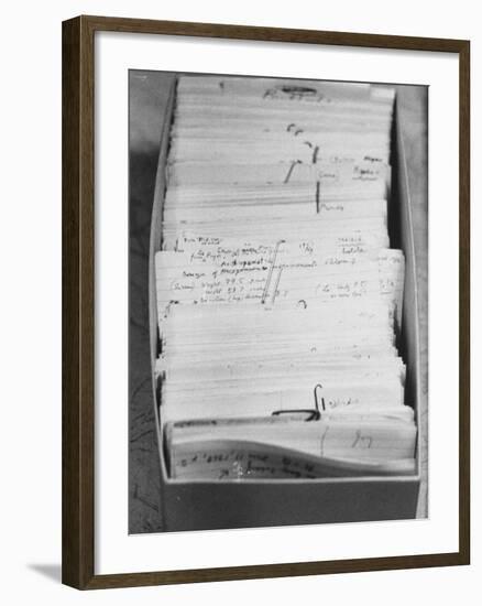 Author Vladimir Nabokovs Researched Materials on File Cards for His Book Lolita-Carl Mydans-Framed Photographic Print