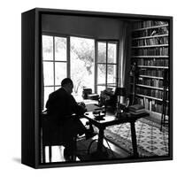 Author W. Somerset Maugham Sitting at Desk in the Study of His Villa Mauresque-null-Framed Stretched Canvas