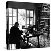 Author W. Somerset Maugham Sitting at Desk in the Study of His Villa Mauresque-null-Stretched Canvas