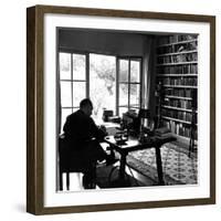 Author W. Somerset Maugham Sitting at Desk in the Study of His Villa Mauresque-null-Framed Premium Photographic Print
