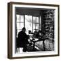 Author W. Somerset Maugham Sitting at Desk in the Study of His Villa Mauresque-null-Framed Premium Photographic Print