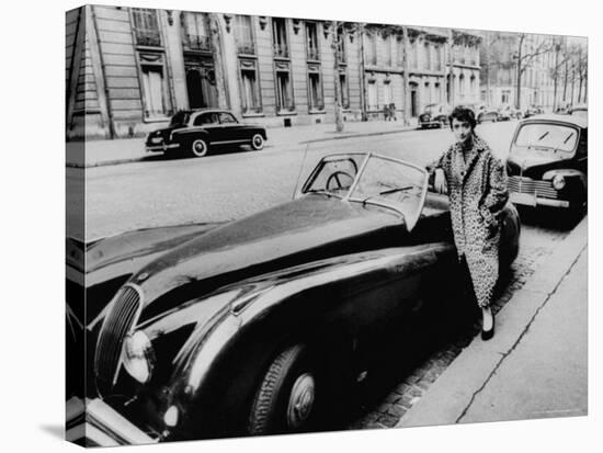 Authoress Francoise Segan Standing Beside Her Jaguar-Thomas D^ Mcavoy-Stretched Canvas