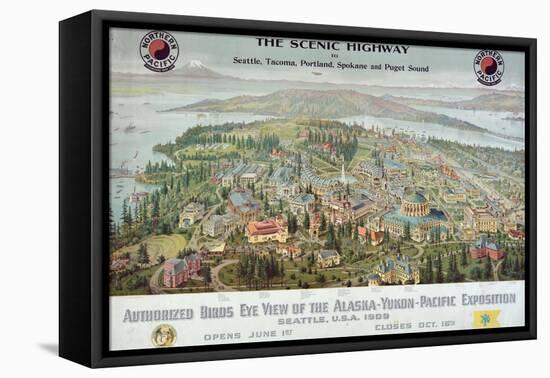 "Authorized Birds Eye View of the Alaska-Yukon-Pacific Exposition: Seattle, USA, 1909"-null-Framed Stretched Canvas