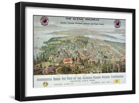 "Authorized Birds Eye View of the Alaska-Yukon-Pacific Exposition: Seattle, USA, 1909"-null-Framed Giclee Print