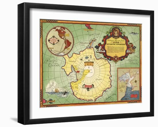 Authorized Map of the Second Byrd Antarctic Expedition-null-Framed Giclee Print