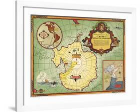 Authorized Map of the Second Byrd Antarctic Expedition-null-Framed Giclee Print