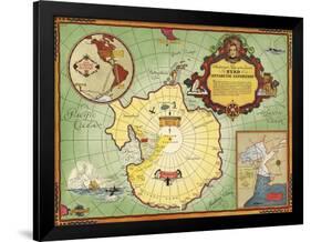 Authorized Map of the Second Byrd Antarctic Expedition-null-Framed Giclee Print