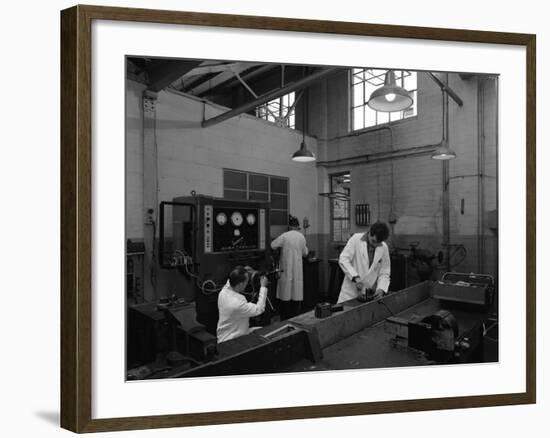 Auto Electricians at Work at Globe and Simpson, Nottingham, Nottinghamshire, 1961-Michael Walters-Framed Photographic Print