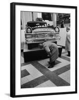 Auto Exhibit in the Soviet Pavilion, at Brussels World's Fair-Michael Rougier-Framed Photographic Print