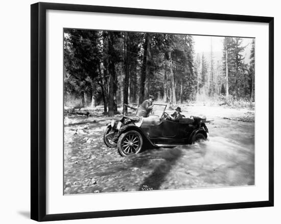 Auto Fording Clear Creek, Yakima, 1918-Asahel Curtis-Framed Giclee Print