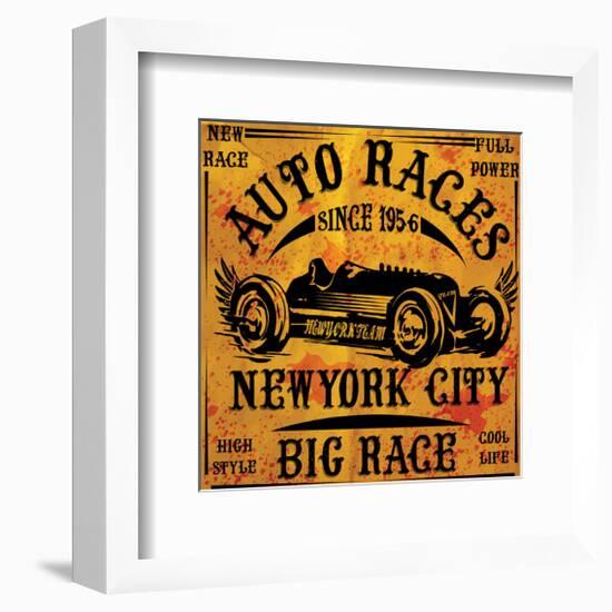 Auto Races New York City Sign-null-Framed Art Print