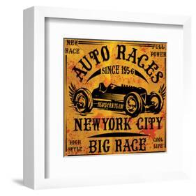 Auto Races New York City Sign-null-Framed Art Print