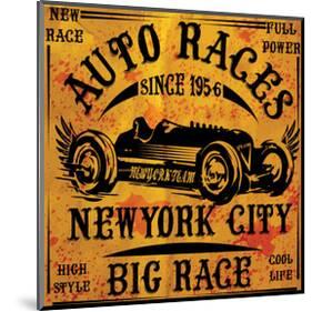 Auto Races New York City Sign-null-Mounted Art Print