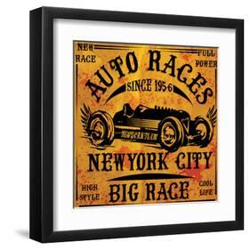 Auto Races New York City Sign-null-Framed Art Print