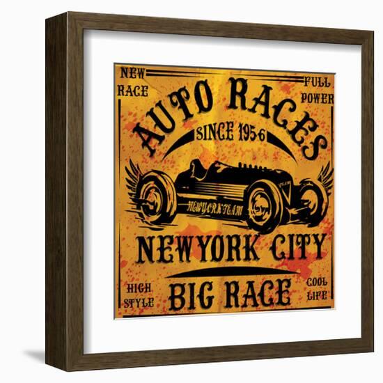 Auto Races New York City Sign-null-Framed Art Print