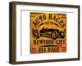 Auto Races New York City Sign-null-Framed Art Print