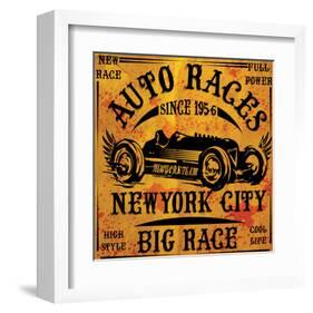 Auto Races New York City Sign-null-Framed Art Print