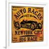 Auto Races New York City Sign-null-Framed Art Print