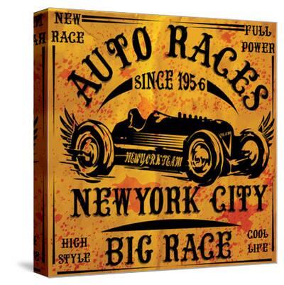 'Auto Races New York City Sign' Stretched Canvas Print