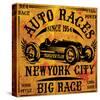 Auto Races New York City Sign-null-Stretched Canvas