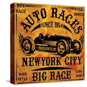 Auto Races New York City Sign-null-Stretched Canvas