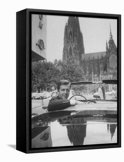 Auto Racing Wolfgang Von Trips in Front of Cathedral of Cologne-null-Framed Stretched Canvas