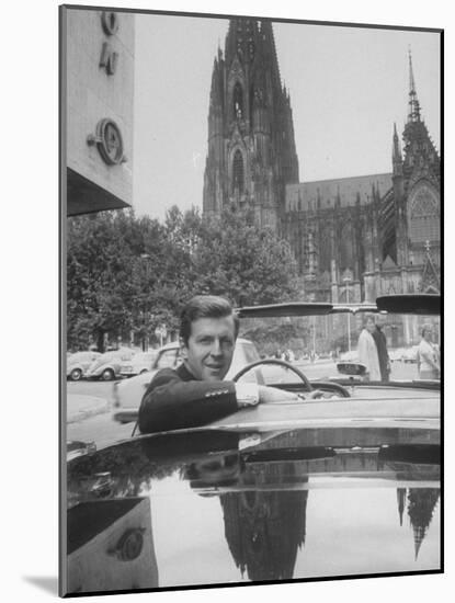 Auto Racing Wolfgang Von Trips in Front of Cathedral of Cologne-null-Mounted Photographic Print