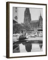 Auto Racing Wolfgang Von Trips in Front of Cathedral of Cologne-null-Framed Photographic Print