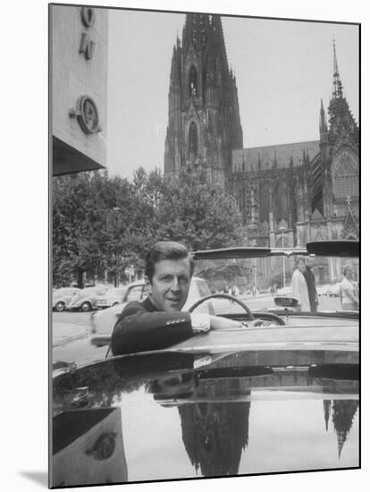 Auto Racing Wolfgang Von Trips in Front of Cathedral of Cologne-null-Mounted Photographic Print