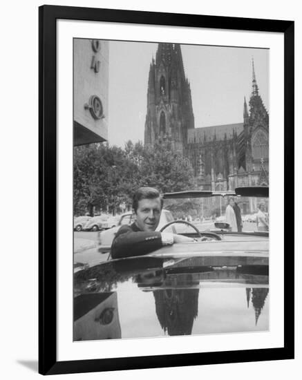 Auto Racing Wolfgang Von Trips in Front of Cathedral of Cologne-null-Framed Photographic Print