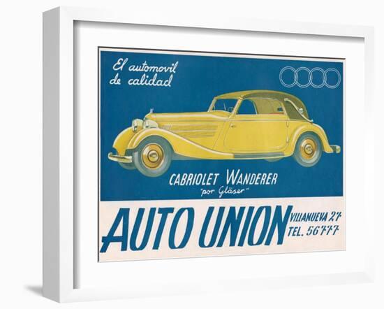 Auto Union Audi, Magazine Advertisement, USA, 1930-null-Framed Giclee Print