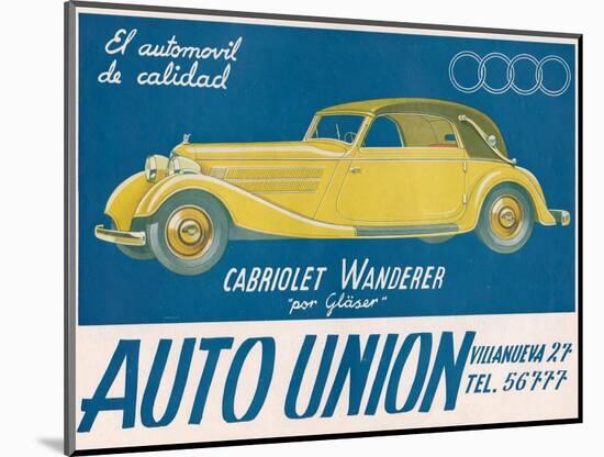 Auto Union Audi, Magazine Advertisement, USA, 1930-null-Mounted Giclee Print