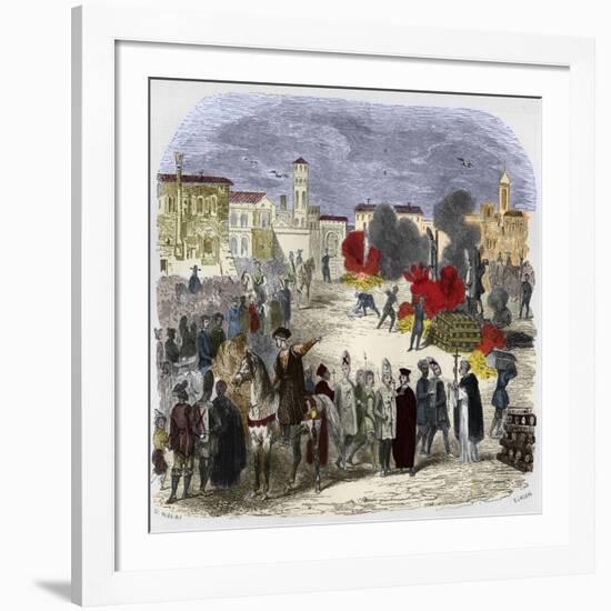 Autodafe in the Public Square-Stefano Bianchetti-Framed Giclee Print