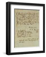 Autograph Letter Signed by Wolfgang Amadeus Mozart (1756-1791) and Sent to His Wife Constanze,…-null-Framed Premium Giclee Print