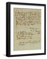 Autograph Letter Signed by Wolfgang Amadeus Mozart (1756-1791) and Sent to His Wife Constanze,…-null-Framed Giclee Print