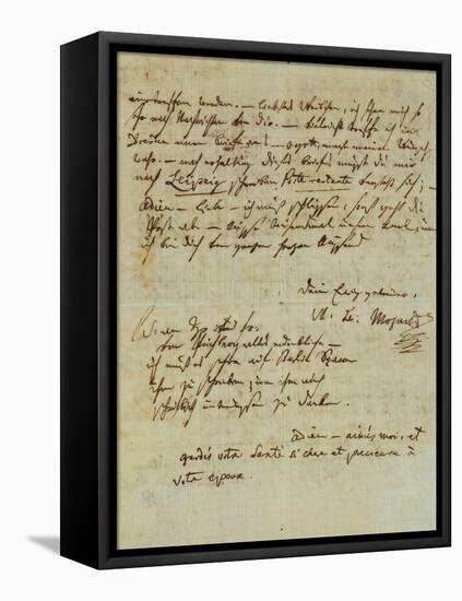 Autograph Letter Signed by Wolfgang Amadeus Mozart (1756-1791) and Sent to His Wife Constanze,…-null-Framed Stretched Canvas