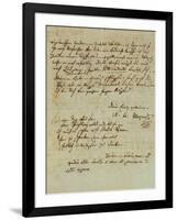 Autograph Letter Signed by Wolfgang Amadeus Mozart (1756-1791) and Sent to His Wife Constanze,…-null-Framed Giclee Print