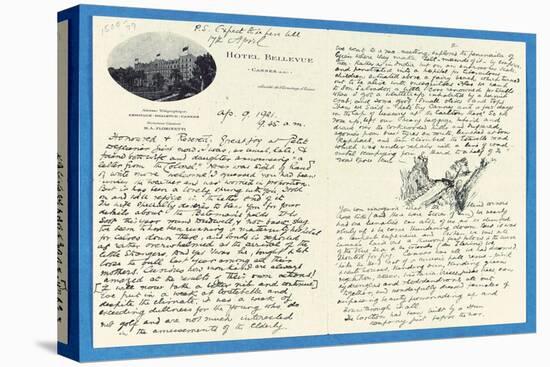 Autograph Letter to Col. H. W. Feilden, Hotel Bellvue Cannes, 9th April, 1921-Rudyard Kipling-Stretched Canvas