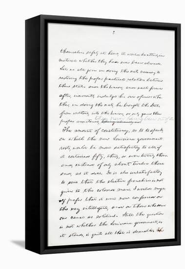 Autograph Manuscript of Lincoln's Last Address as President, Delivered in Washinton, D. C., from…-Abraham Lincoln-Framed Stretched Canvas