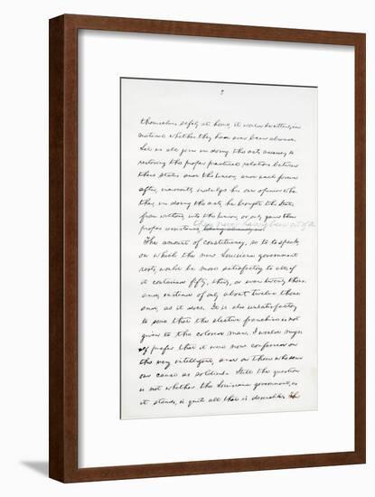Autograph Manuscript of Lincoln's Last Address as President, Delivered in Washinton, D. C., from…-Abraham Lincoln-Framed Giclee Print