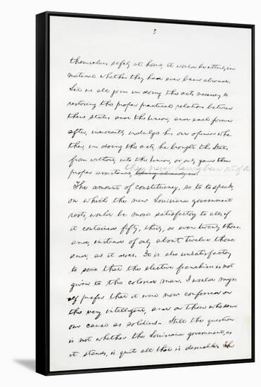 Autograph Manuscript of Lincoln's Last Address as President, Delivered in Washinton, D. C., from…-Abraham Lincoln-Framed Stretched Canvas