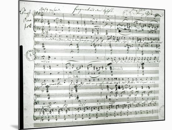 Autograph Score of Fragment Aus Dem Aischylos by Franz Schubert-null-Mounted Giclee Print