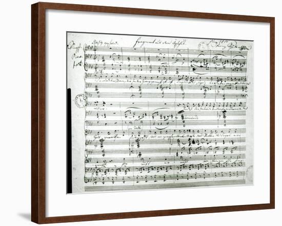 Autograph Score of Fragment Aus Dem Aischylos by Franz Schubert-null-Framed Giclee Print