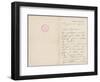 Autographed Letter from Claude Monet to Paul Leon Relating His First Operation-Claude Monet-Framed Giclee Print