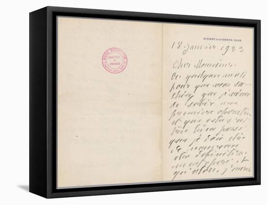 Autographed Letter from Claude Monet to Paul Leon Relating His First Operation-Claude Monet-Framed Stretched Canvas