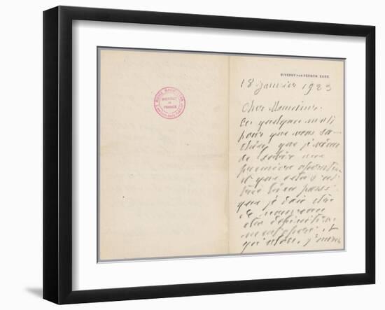 Autographed Letter from Claude Monet to Paul Leon Relating His First Operation-Claude Monet-Framed Giclee Print
