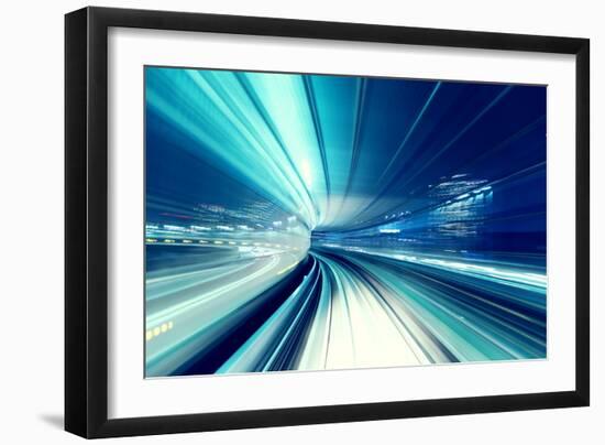 Automated Guide-Way Train at Night-Melpomene-Framed Photographic Print