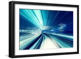 Automated Guide-Way Train at Night-Melpomene-Framed Photographic Print