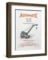 Automatic Transportation Company's Electric Crane Trucks-null-Framed Giclee Print